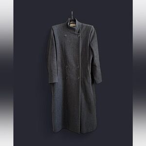 Yugoslavian 200% Wool Elegant Gray Double-Breasted Women's Coat